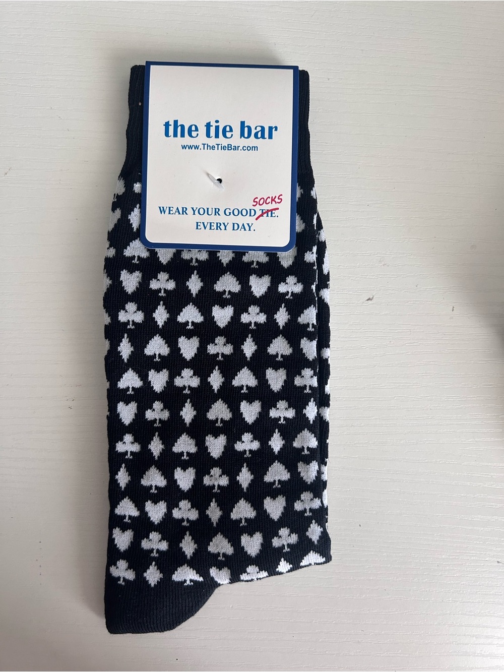 The Tie Bar Black & White Club Pattern Dress Socks